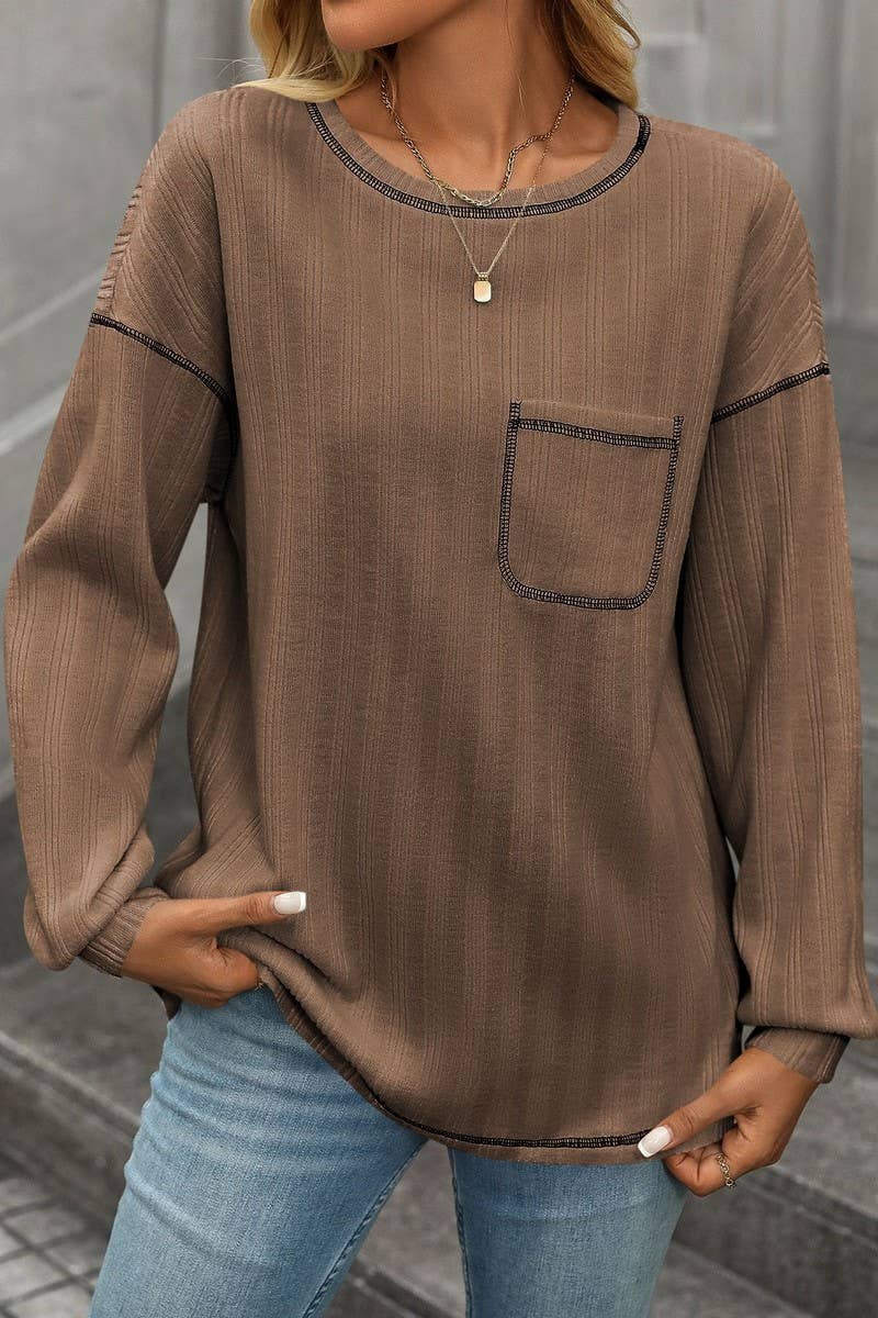 CWOSWL6851_SOLID COLOR ROUND NECK CASUAL LOOSE T-SHIRT