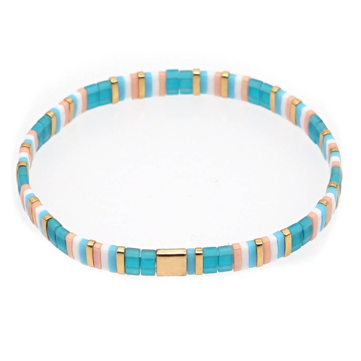 MULTI-LAYERED TILA BEADS BRAIDED GOLD BEAD BRACELET