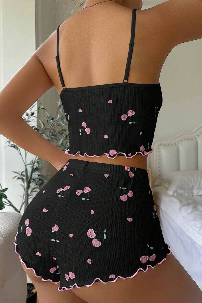 CWSPJ00485_SUMMER JACQUARD PRINT CAMI AND SHORTS SET