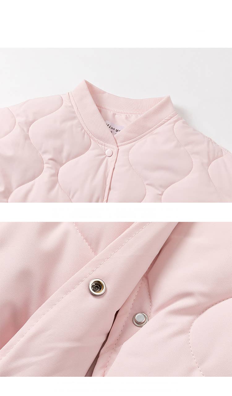 Collar diamond plaid thick padded jacket