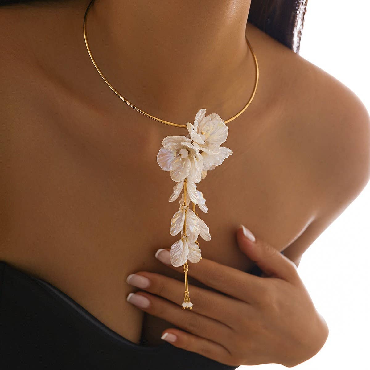COLORFUL MERMAID FLOWER NECKLACE EARRING SET