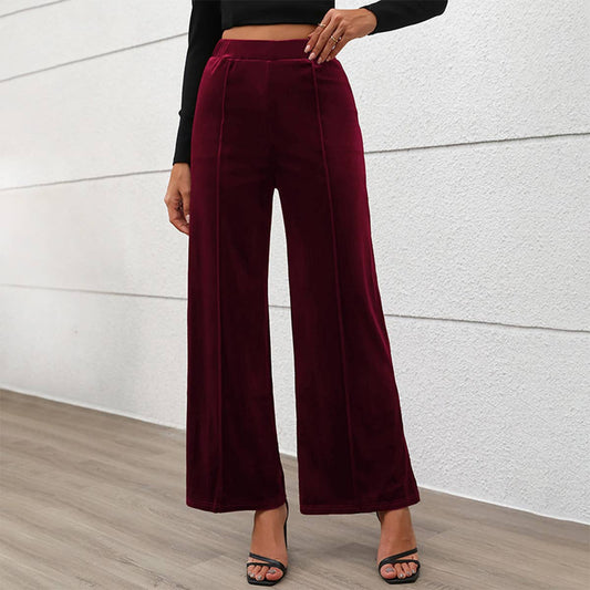 COMMUTER STYLE HIGH-WAISTED VELVET PANTS
