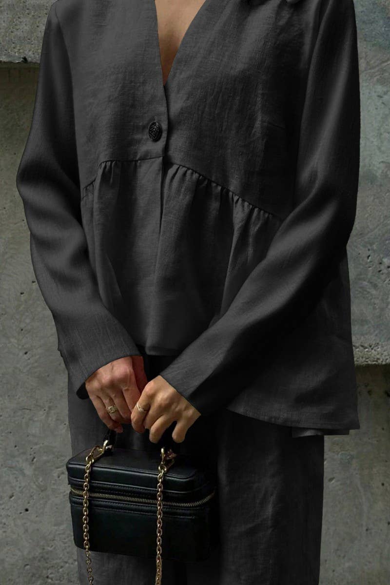 CWSTB00448_CASUAL LONG SLEEVE TEE AND STRAIGHT PANTS SET