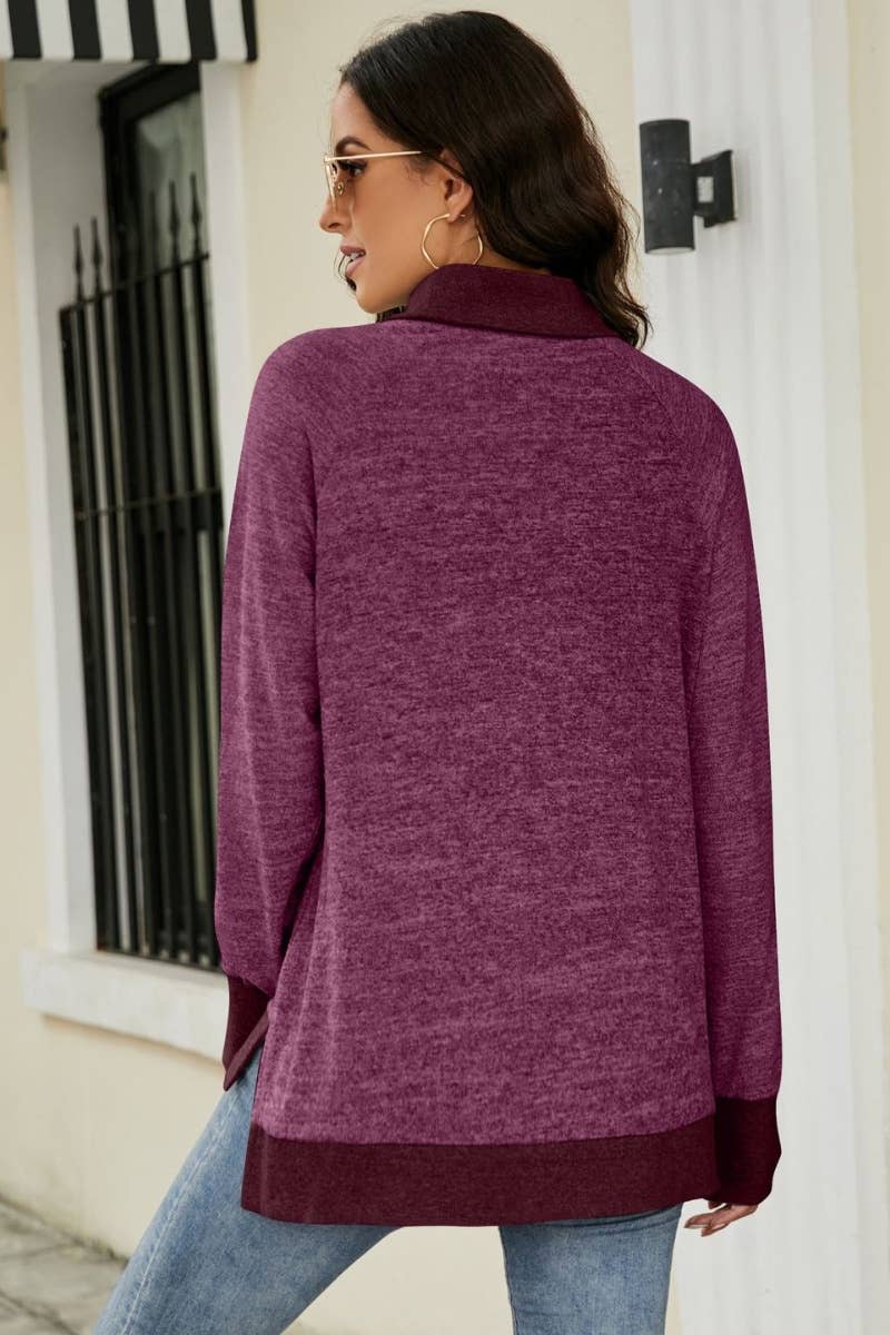 CWTBLL2857_LOOSE WINTER TOP WITH HIGH NECK LONG SLEEVES