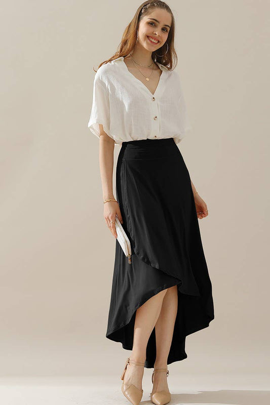 CWBLS127_OVERLAP HI-LOW MAXI SKIRT WITH FLARE SHAPE