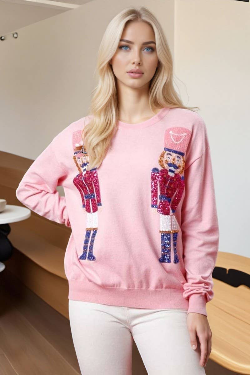 CWTBLL01234_CREW NECK CHRISTMAS SEQUINED SWEATSHIRT