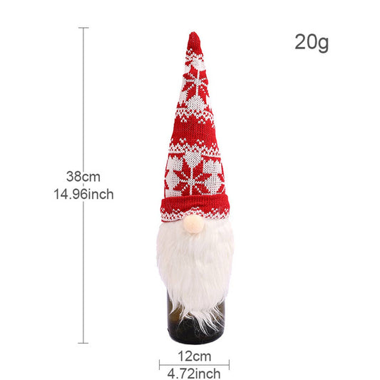 CWMM9411_CHRISTMAS FACELESS DOLL KNITTED WINE BOTTLE HAT