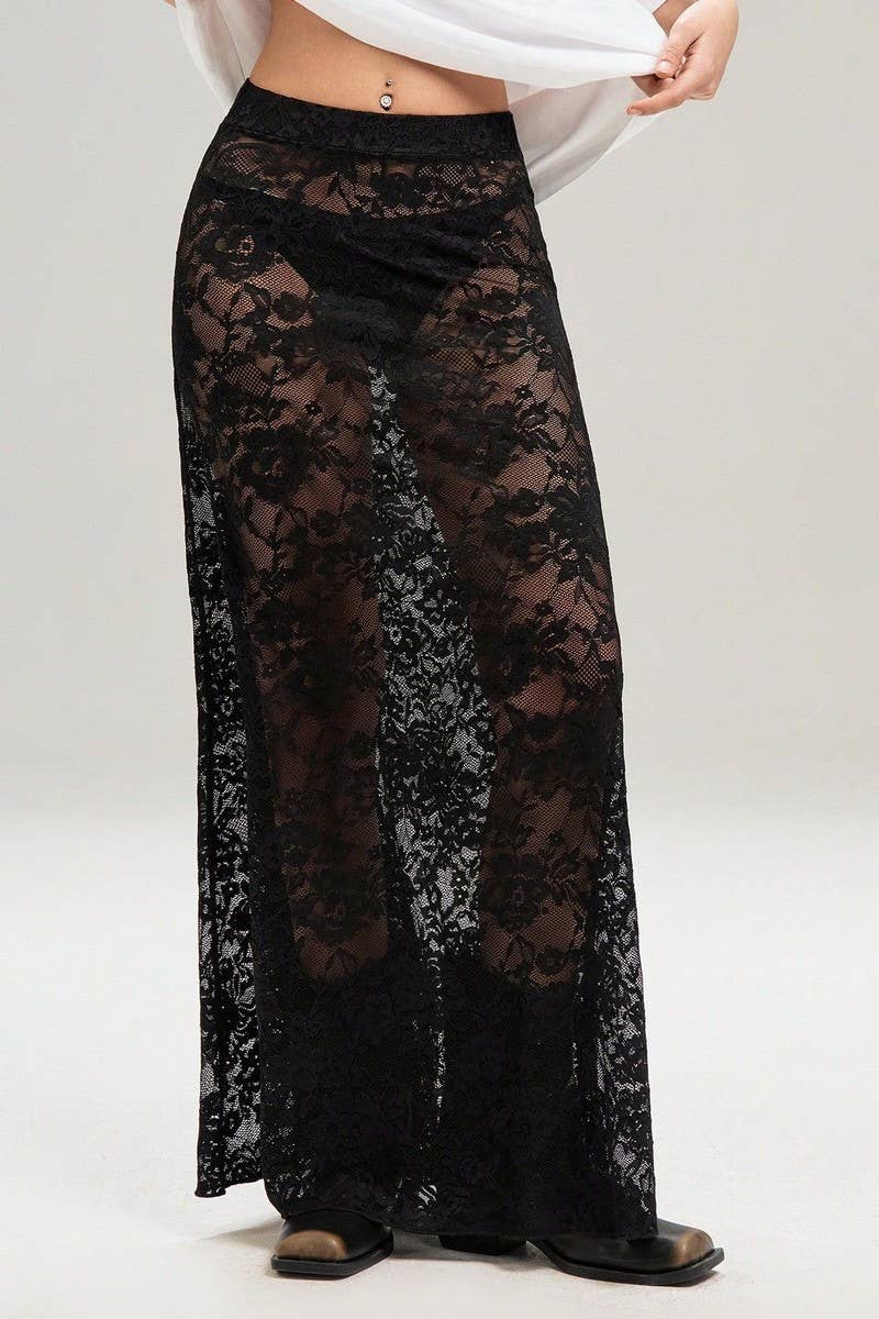 CWBLS0544_STREET STYLE SOLID HIGH WAIST LACE SKIRT