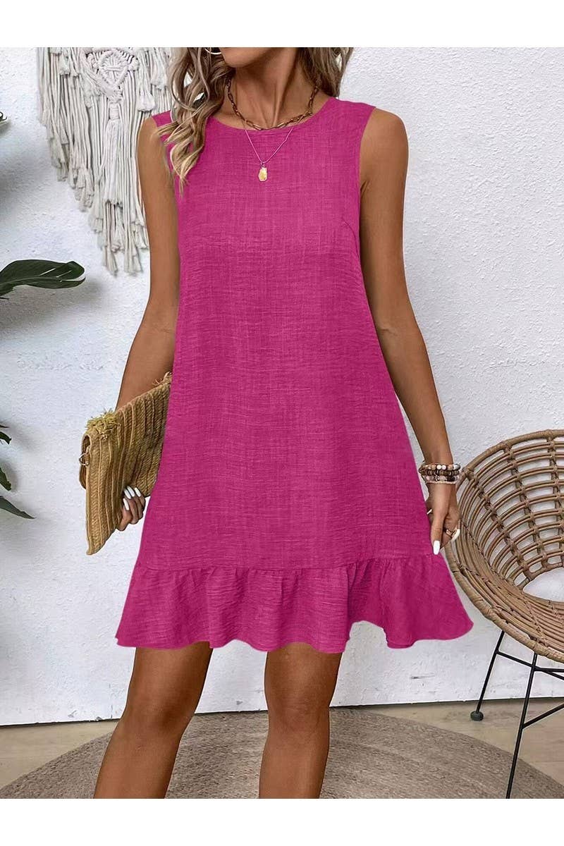 CWDMD01243_2025 SPRING SUMMER WOMEN TIE STRAP RUFFLE DRESS