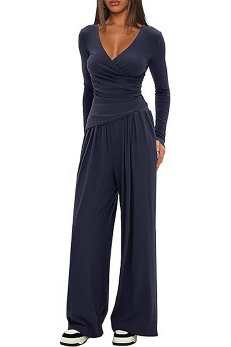 CWSTB00457_SOLID LONG SLEEVE TOP & WIDE LEG PANTS SET