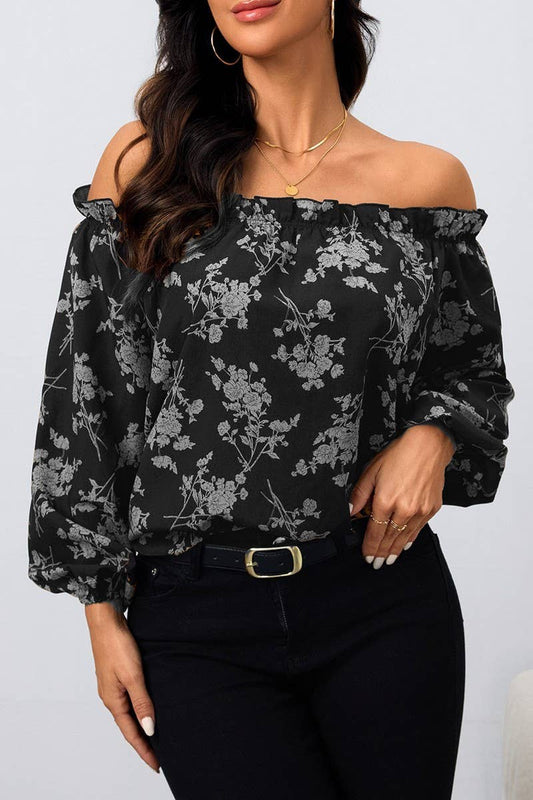 CWTSTL01041_2025 WOMEN OFF SHOULDER FLORAL PRINT BLOUSE TOP