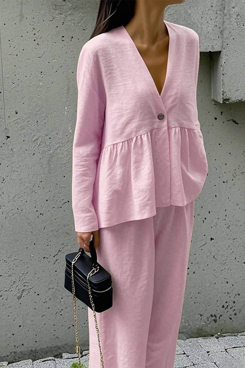 CWSTB00448_CASUAL LONG SLEEVE TEE AND STRAIGHT PANTS SET