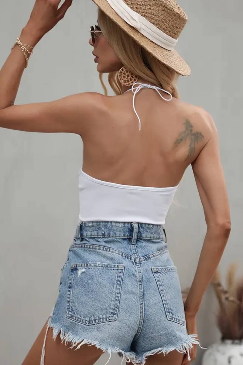 CWTBLS1754_SOLID COLOR FASHIONABLE BACKLESS CAMISOLE SWEATER