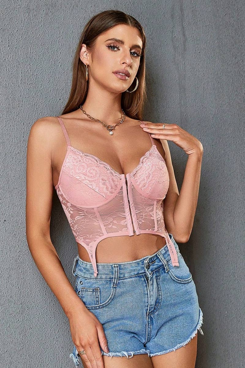 CWMU0312_SEXY LACE SLEEVELESS HALTER UNDERWEAR VEST