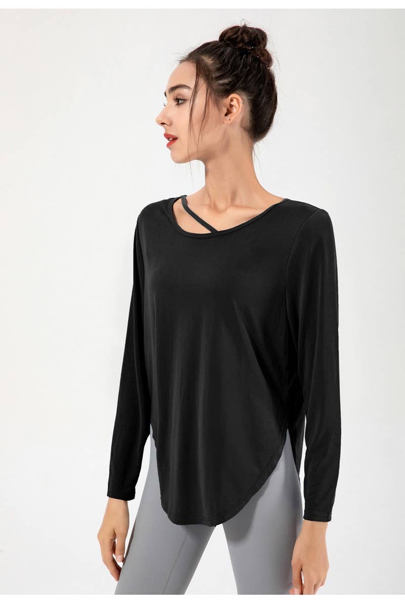 CWTBLL2941_LOOSE LONG SLEEVE YOGA WEAR FITNESS COVER UP