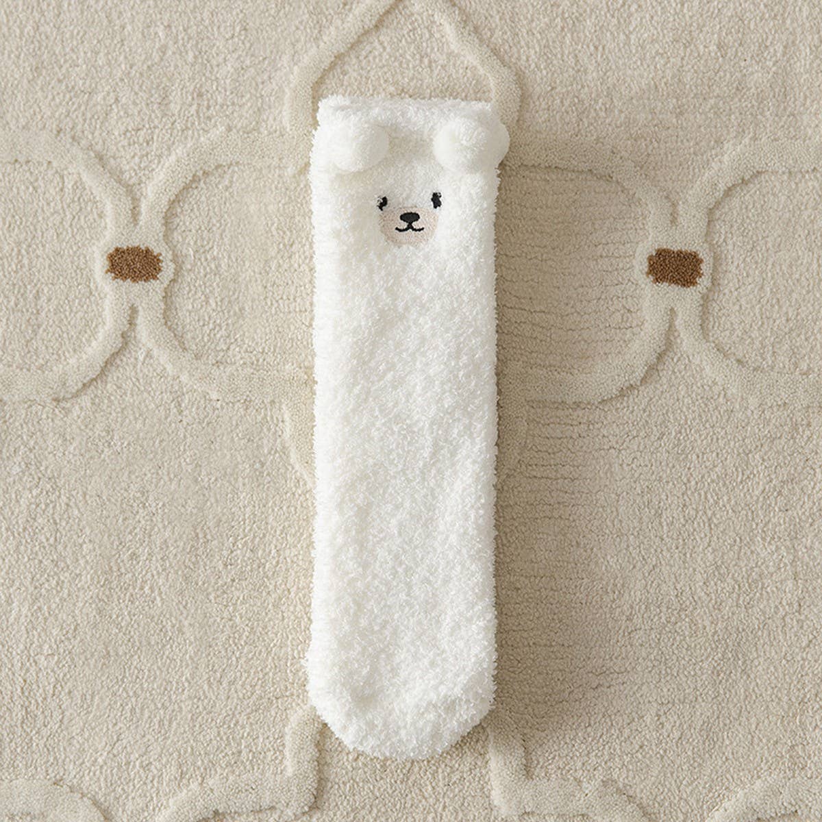 EMBROIDERED CARTOON BEAR LINT-FREE SOCKS