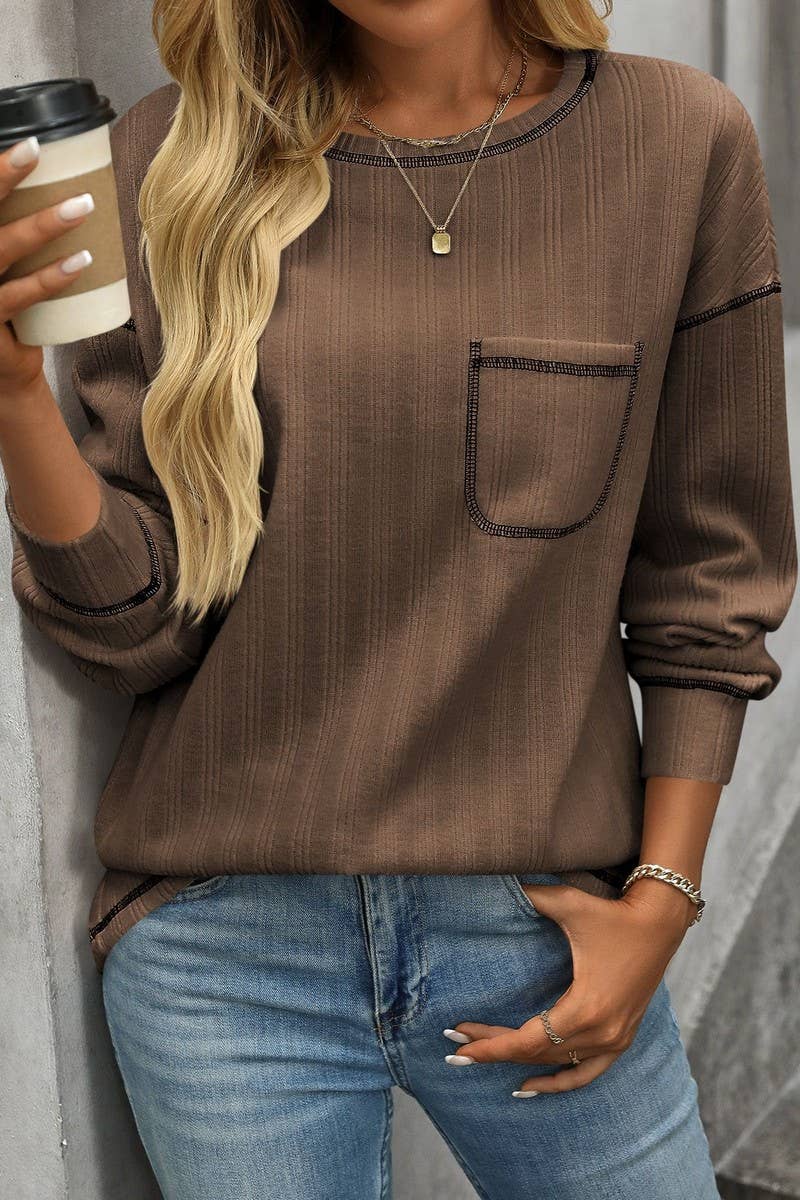 CWOSWL6851_SOLID COLOR ROUND NECK CASUAL LOOSE T-SHIRT