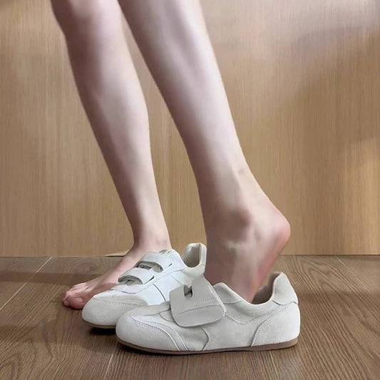 Retro Velcro Flat Shoes with Round Toe