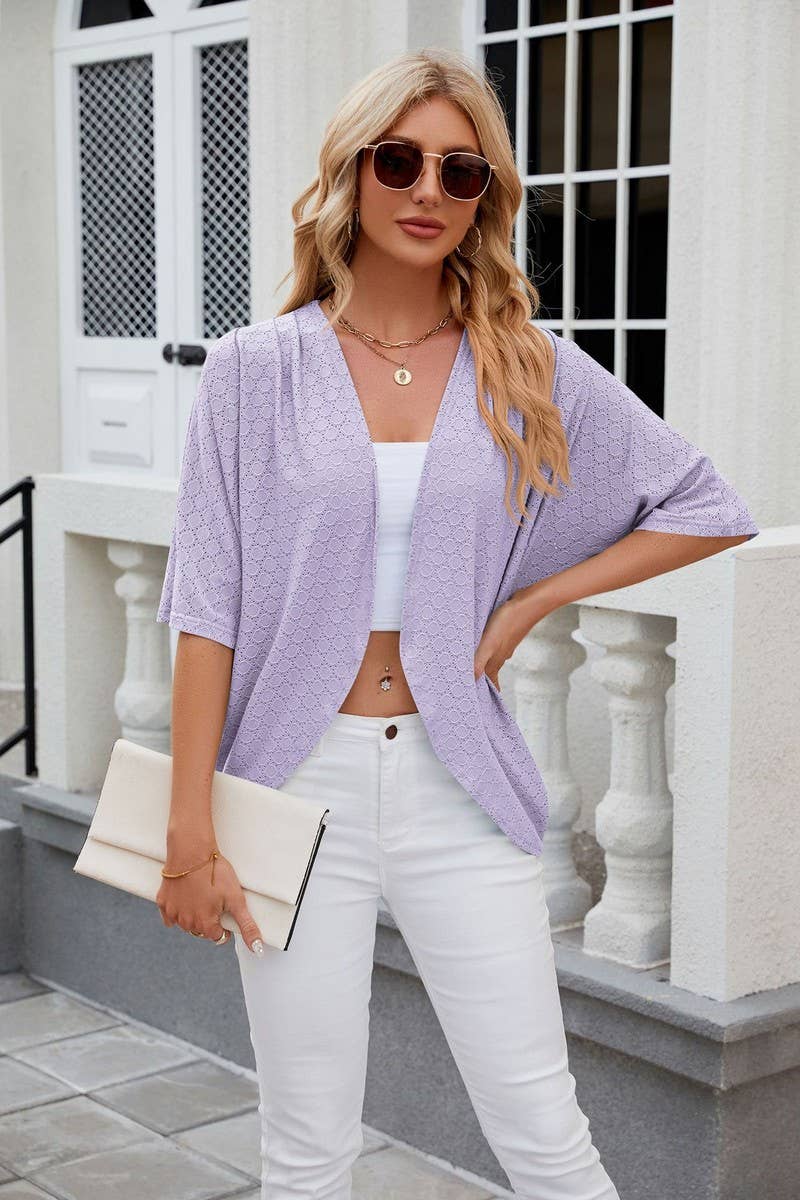 CWOCAS0023_Open Front Short Sleeve Knit Top