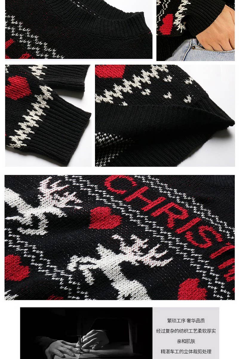 CWOSWL5056_CREW NECK LONG SLEEVE KNITTED CHRISTMAS SWEATER