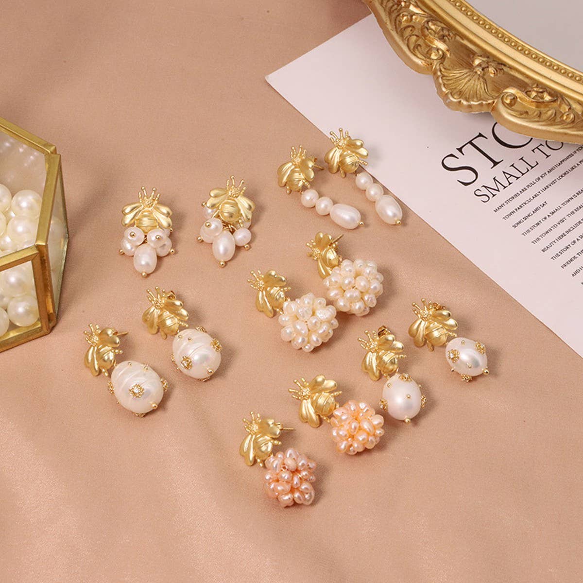 PREMIUM VINTAGE NATURAL FRESHWATER PEARL EARRINGS_CWAJE3769