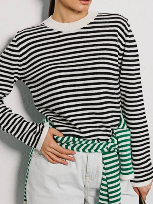 CREW NECK STRIPED COMMUTER STRIPED SWEATER