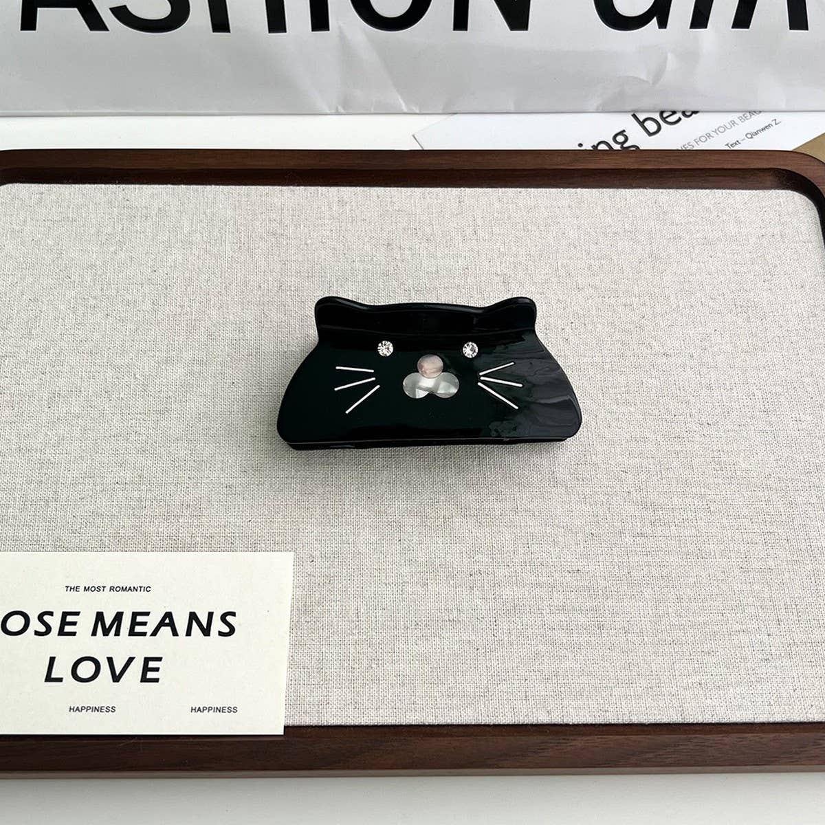 Cute Cartoon Cat Acetate Hair Clip with Bunny