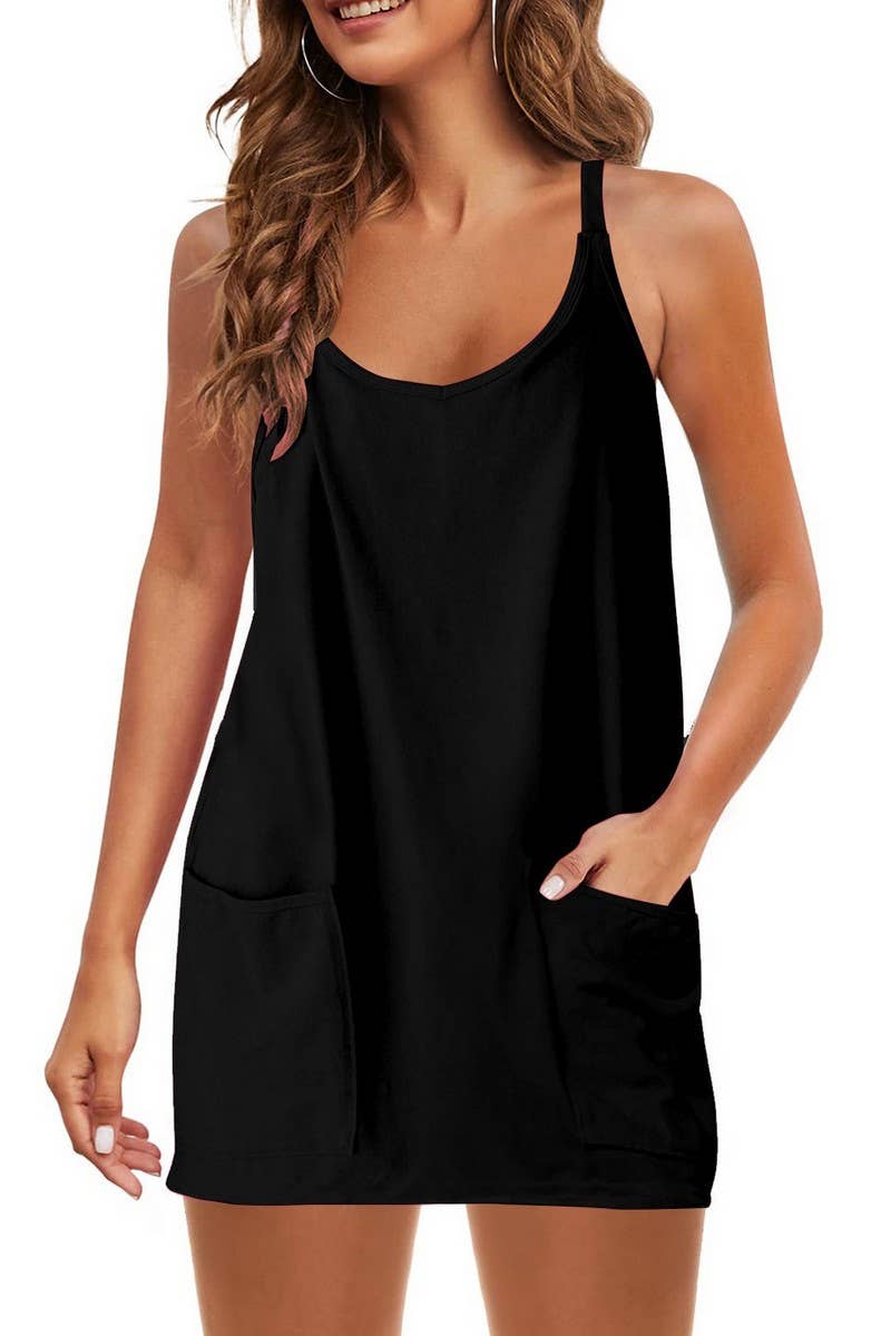 CWSTB1991_SIDE POCKET CAMI ROMPER WITH INNER SKIRT SET