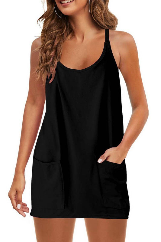 CWSTB1991_SIDE POCKET CAMI ROMPER WITH INNER SKIRT SET