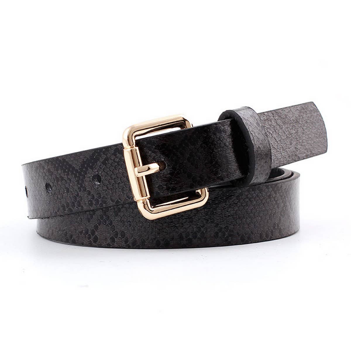 METAL NEEDLE BUCKLE SERPENTINE BELT WITH FINE EDGE