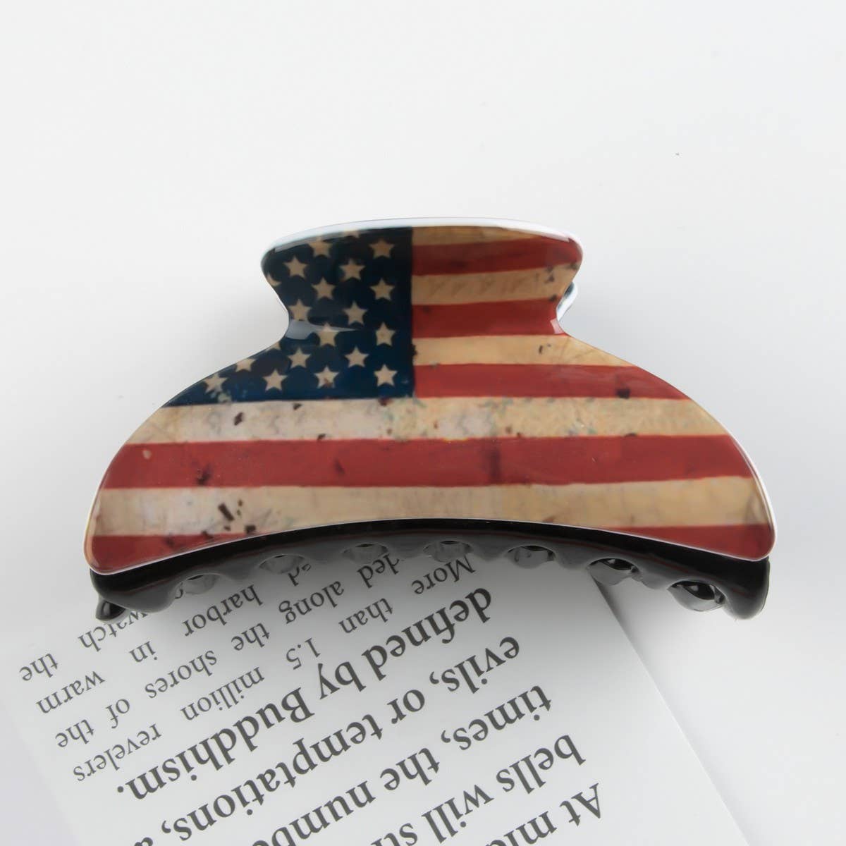 CWAHA1235_4TH OF JULY FLAG PRINT HAIR CLAW CLIP