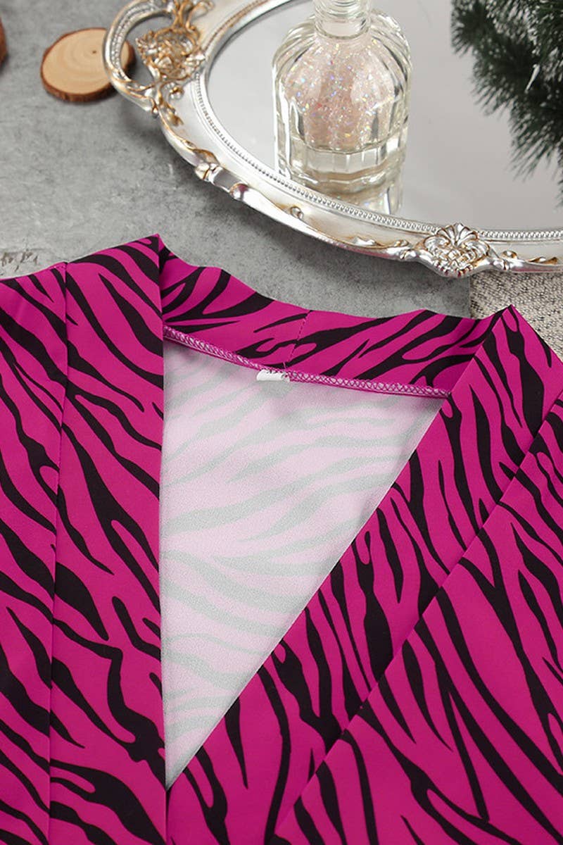 CWSPJ0367_TIE-UP ZEBRA PRINT LONG-SLEEVED ROBE