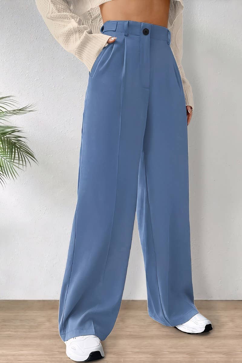 CWBLP2073_LOW RISE DRAPED WIDE LEG STRAIGHT TROUSERS