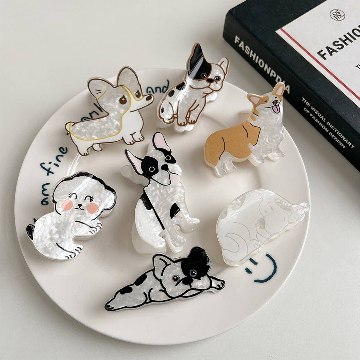 French Cartoon Dog Hair Claw, Cute Puppy Mini Clip