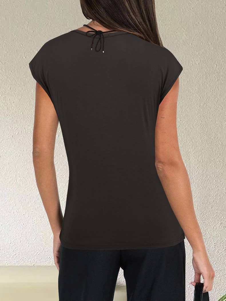 Casual Loose Solid Color V-neck T-shirt