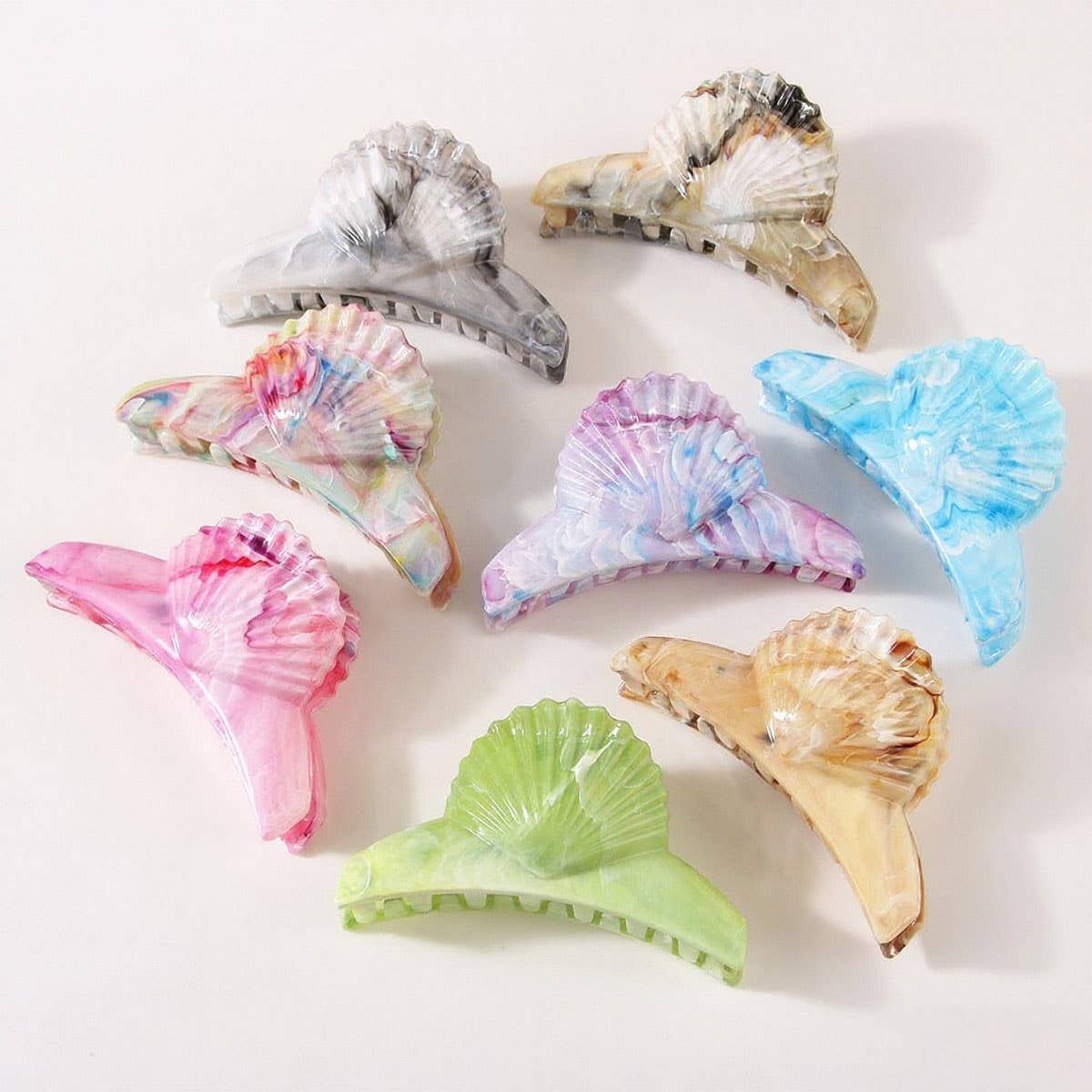 CWAHA07428_MARBLE SHELL HAIR CLAW CLIP FOR WOMEN UPDO