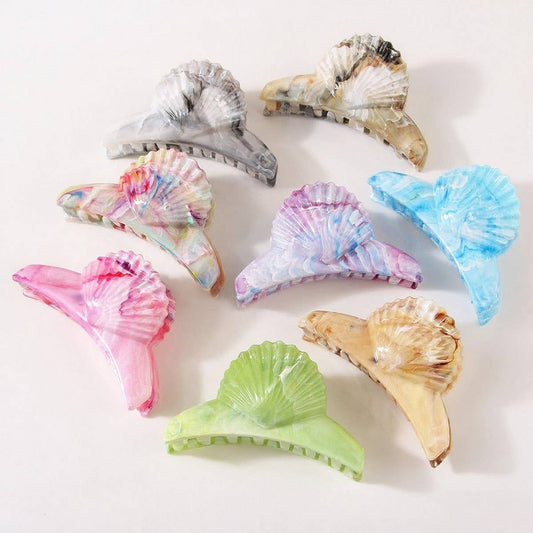 CWAHA07428_MARBLE SHELL HAIR CLAW CLIP FOR WOMEN UPDO