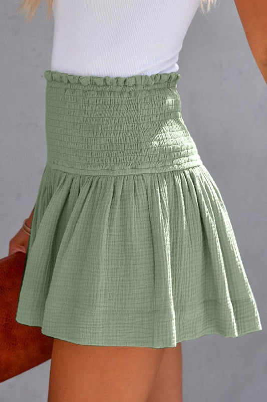 CWBSP0366_CASUAL HIGH-WAISTED PLEATED THREE-QUARTER PANTS