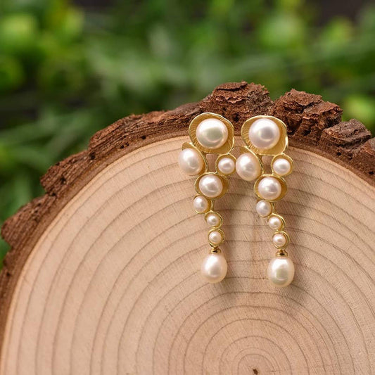 LUXURY VINTAGE STERLING SILVER PEARL EARRINGS