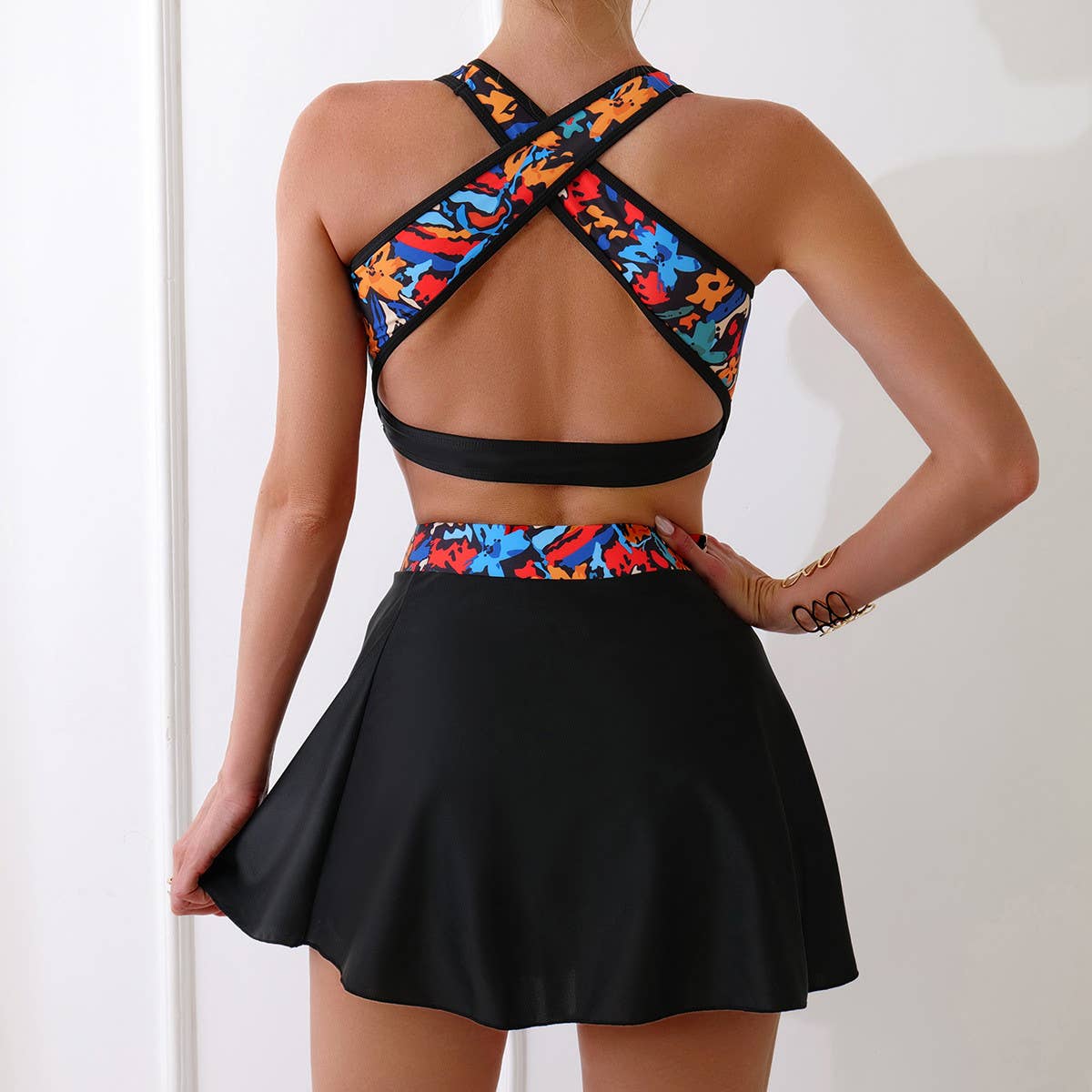 PRINTED CUTE SKIRT THREE-PIECE SWIMSUIT_CWMW0324