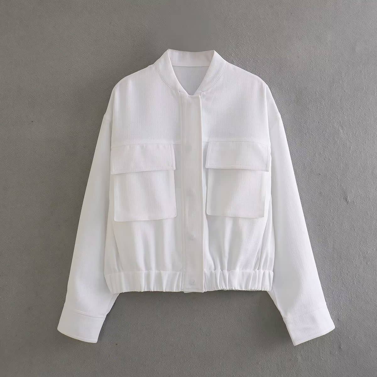 Cotton linen blended solid-color pilot jacket