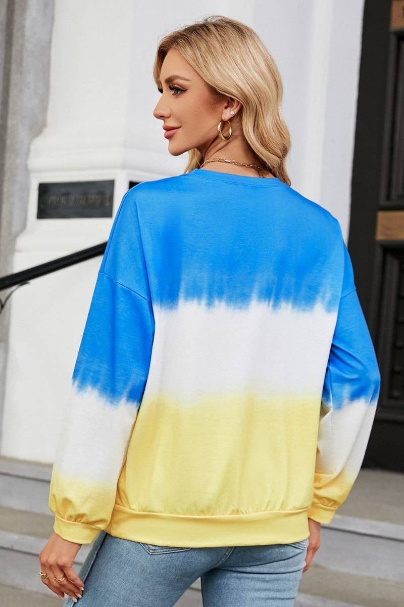 CWTBLL2829_CREW-NECK COLOR GRADIENT LONG-SLEEVED HOODIE