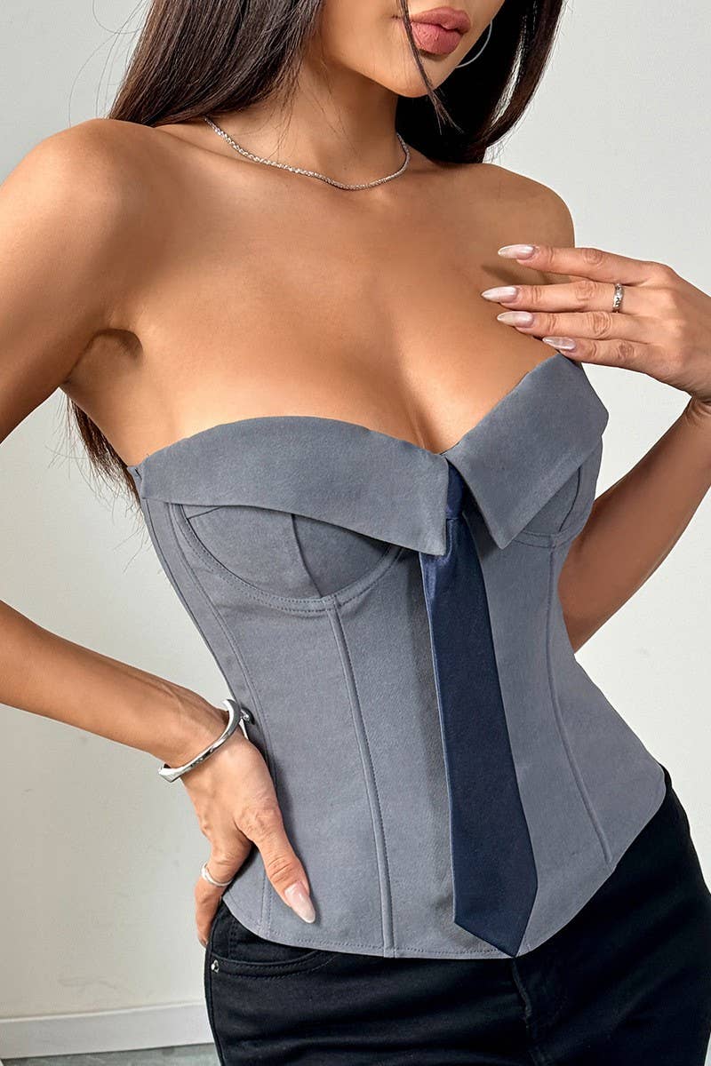CWTTT0037_TIE CHEST WRAPPED SOLID COLOR SMALL VEST TOP