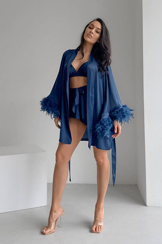 CWSPJ0340_FEATHER PANELED UNDERWEAR SHORTS PAJAMA SET