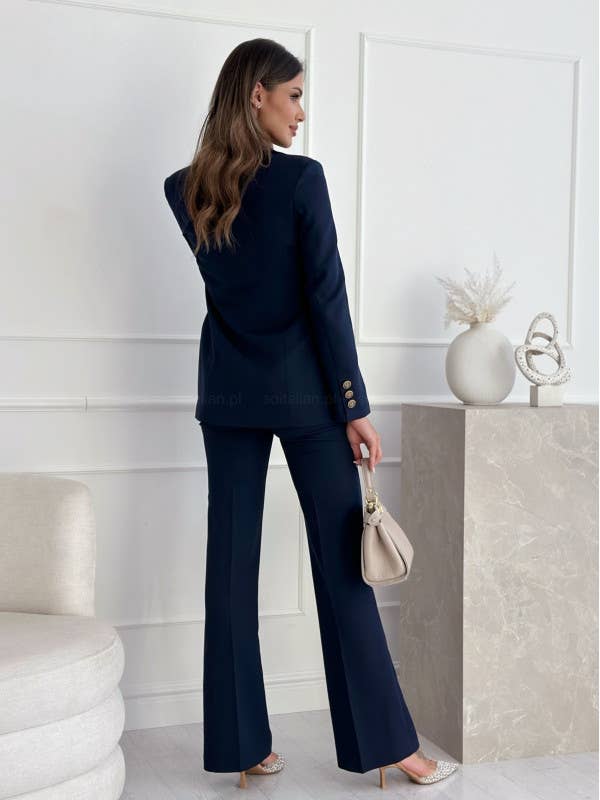 DOUBLE BREASTED SOLID COLOR STYLISH SUIT JACKET