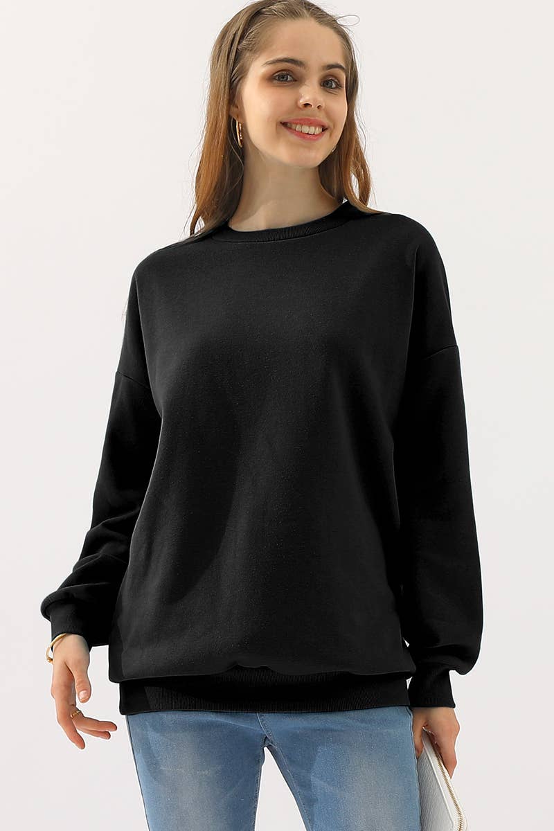 CWTTL1424_Round Neck Casual Long Sleeve Top