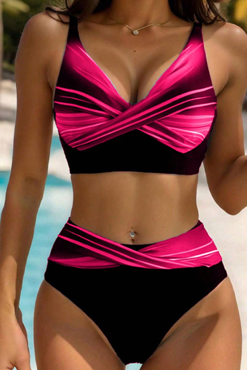 CWMW0827_CROSS STRAP SEXY TWO-PIECE BIKINI SWIMSUIT