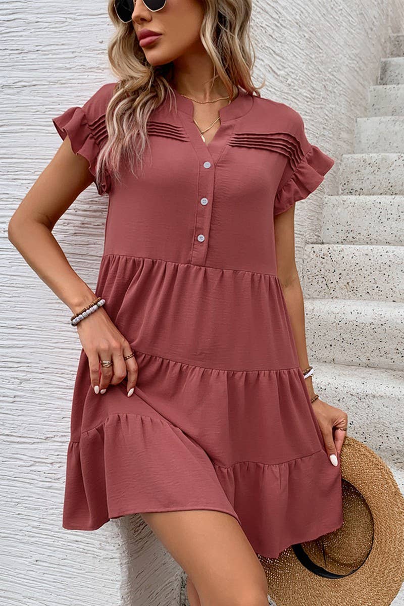 CWDSD7158_SUMMER SIMPLE CASUAL RUFFLED VERSATILE SHORT SKIRT