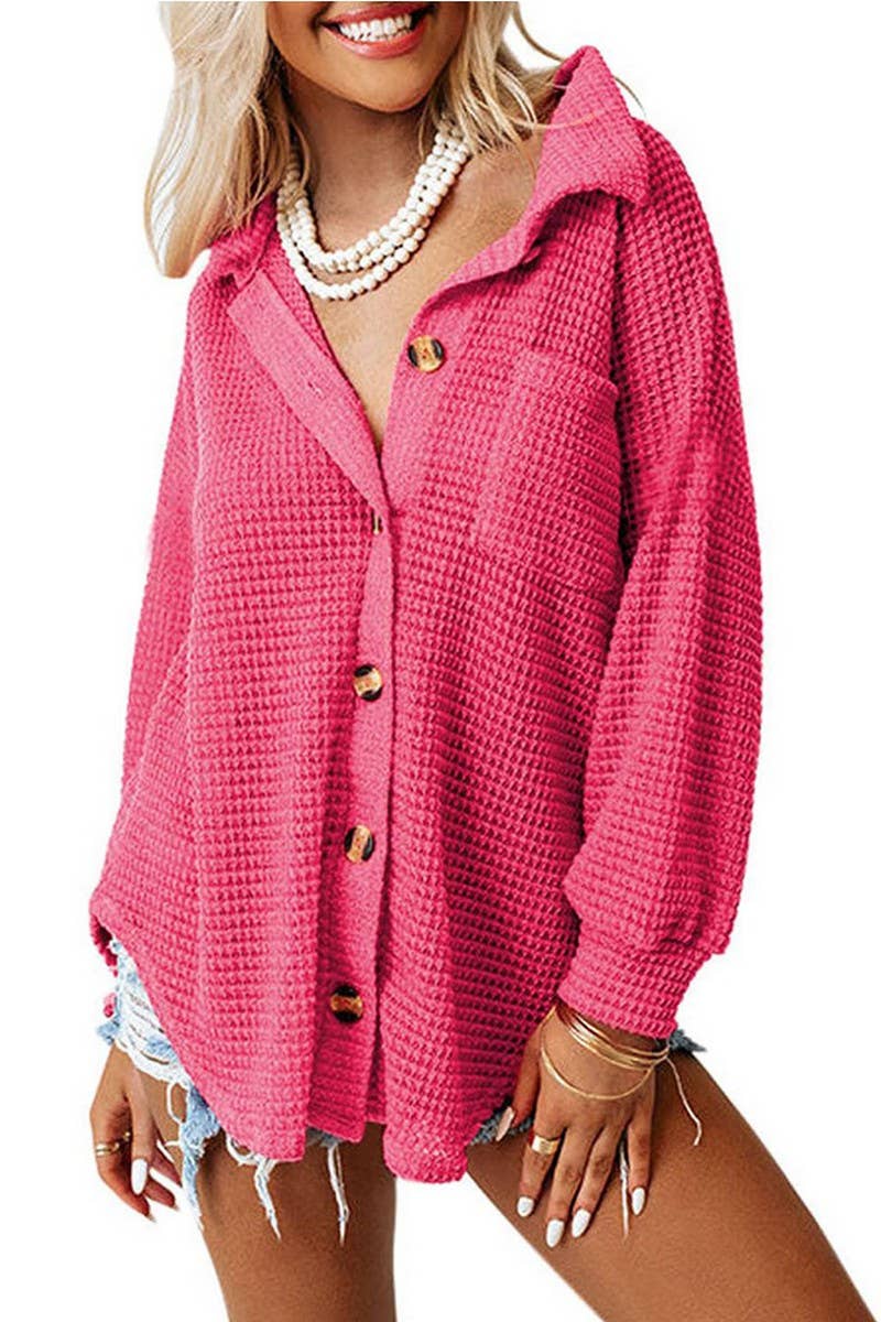 CWTBLL00829_LOOSE WAFFLE KNIT CASUAL COMMUTER SHIRT