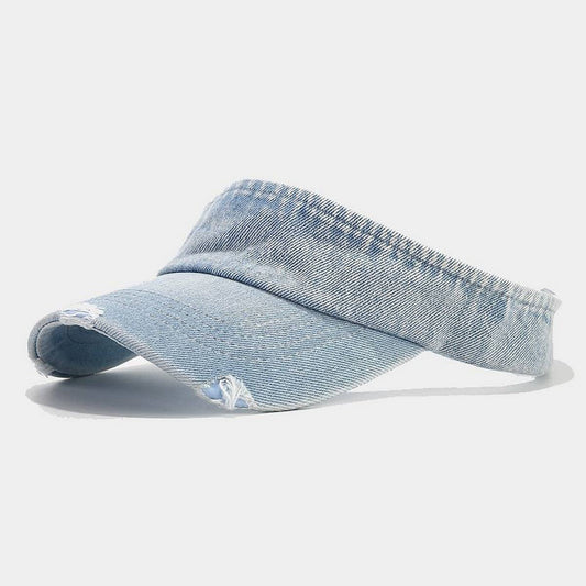 Distressed Denim Visor Hat - Vintage Sunshade Cap_CWAH3286